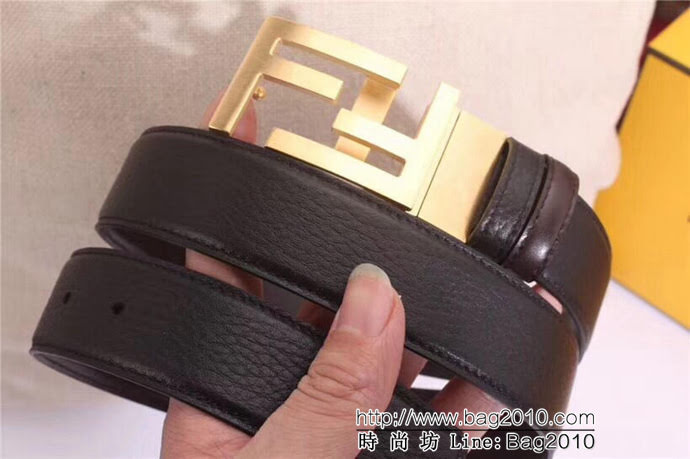 FENDI芬迪 打孔針皮帶系列 雙面皮帶 雙面精美小牛皮紋 男士皮帶  xfp1202